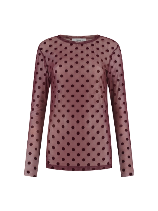 J amu T-shirt Dua Mesh Polkadots 6003 Burgundy
