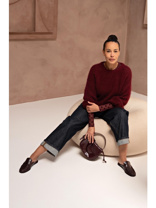 J amu T-shirt Dua Mesh Polkadots 6003 Burgundy