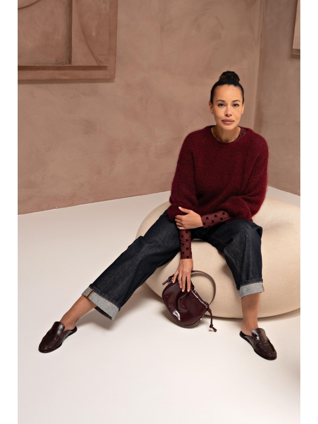 J amu T-shirt Dua Mesh Polkadots 6003 Burgundy