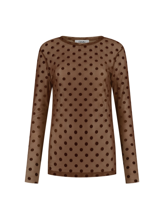 J amu T-shirt Dua Mesh Polkadots 2001 Brown