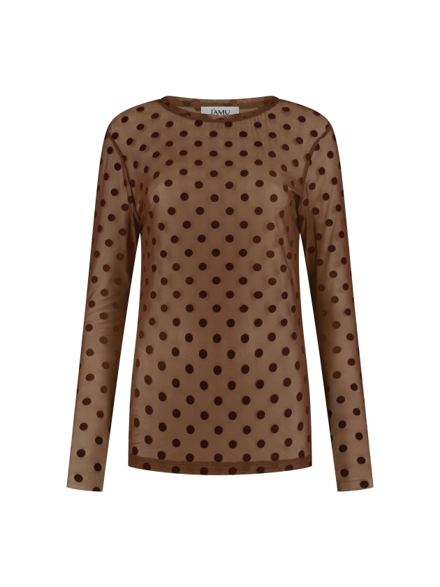 J amu T-shirt Dua Mesh Polkadots 2001 Brown