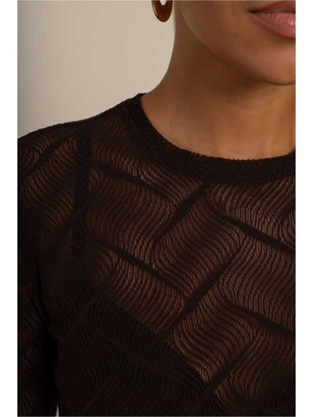Studio Anneloes Reagan flaire lace top 8700 espresso