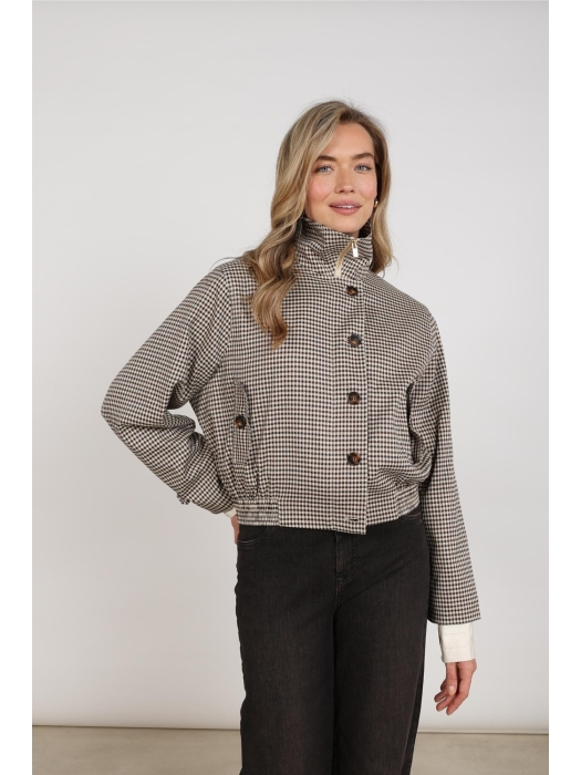 NUKUS Dahlia Jacket Check 337 sand/chocolate