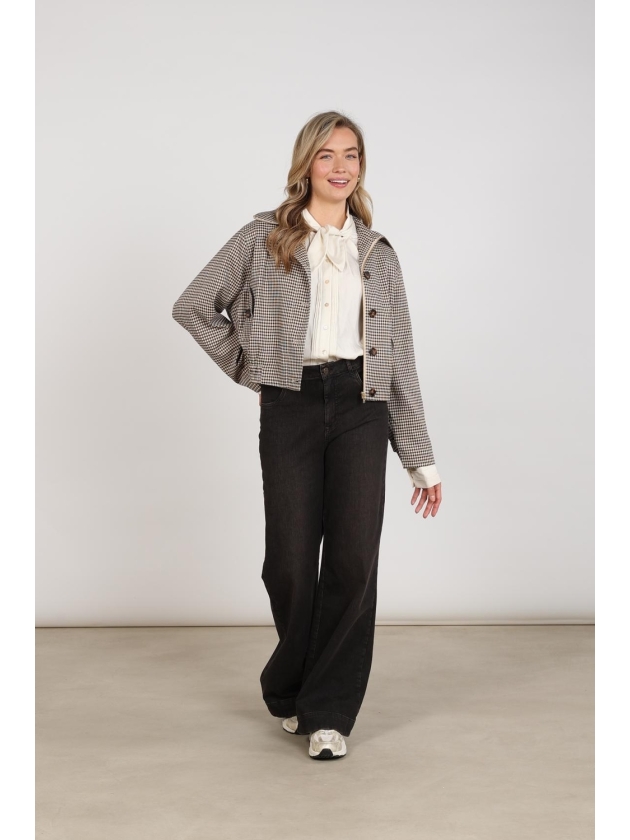 NUKUS Dahlia Jacket Check 337 sand/chocolate