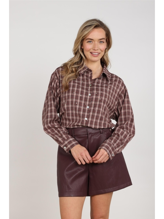 NUKUS Macy Blouse Check 341 cherry/rose
