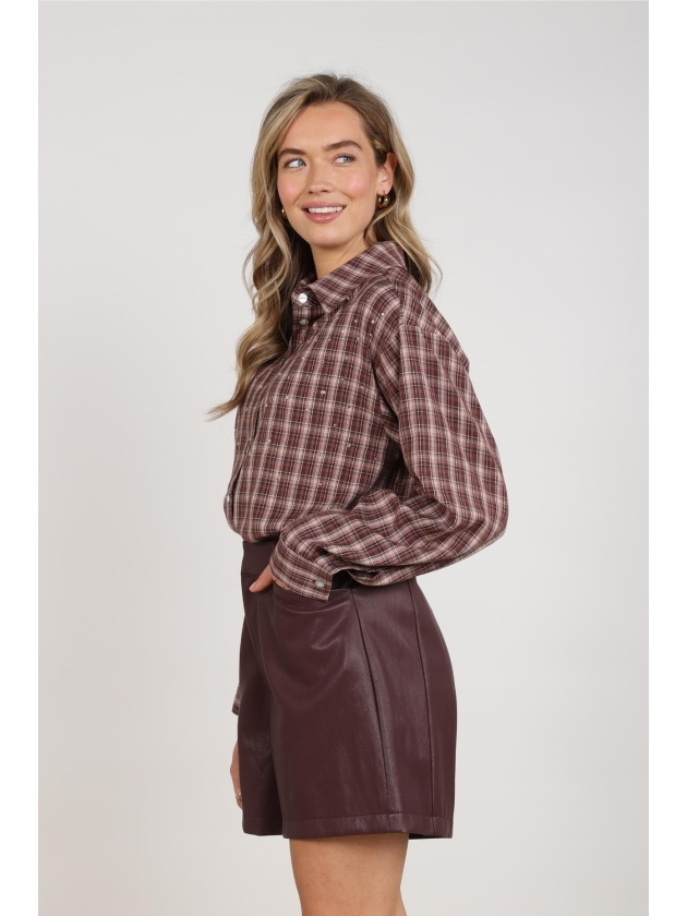 NUKUS Macy Blouse Check 341 cherry/rose
