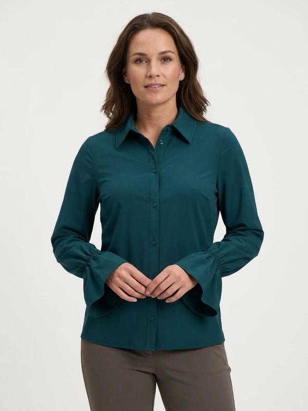 Studio Anneloes XX Duna ruffle blouse 8300 dark teal
