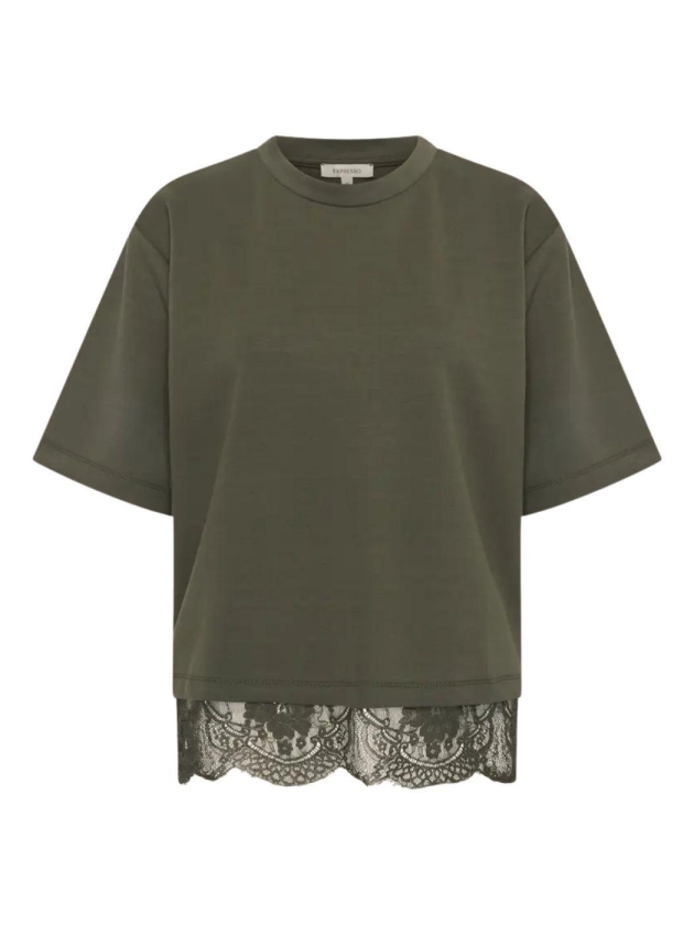Expresso Tee cupro touch lace hem EX521 Beetle