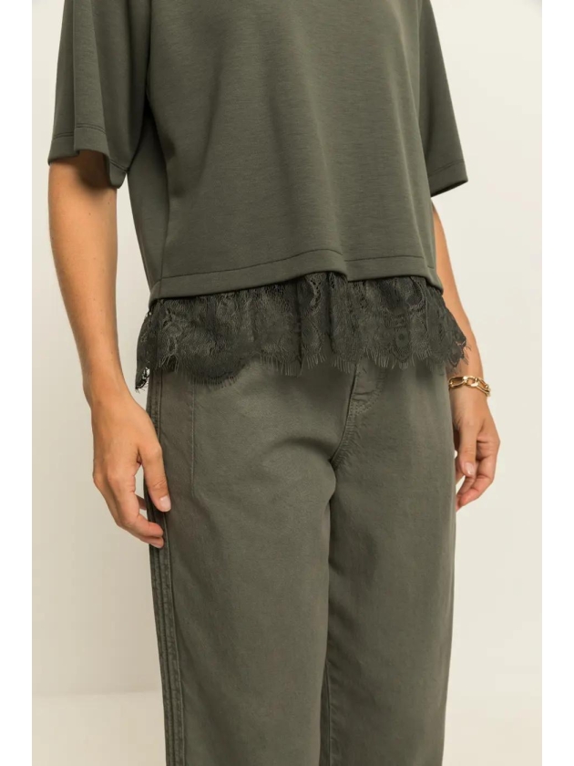 Expresso Tee cupro touch lace hem EX521 Beetle