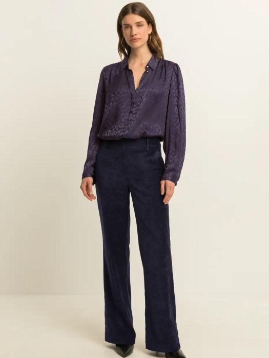 Expresso Blouse woven animal jacquard EX395 Blue nights