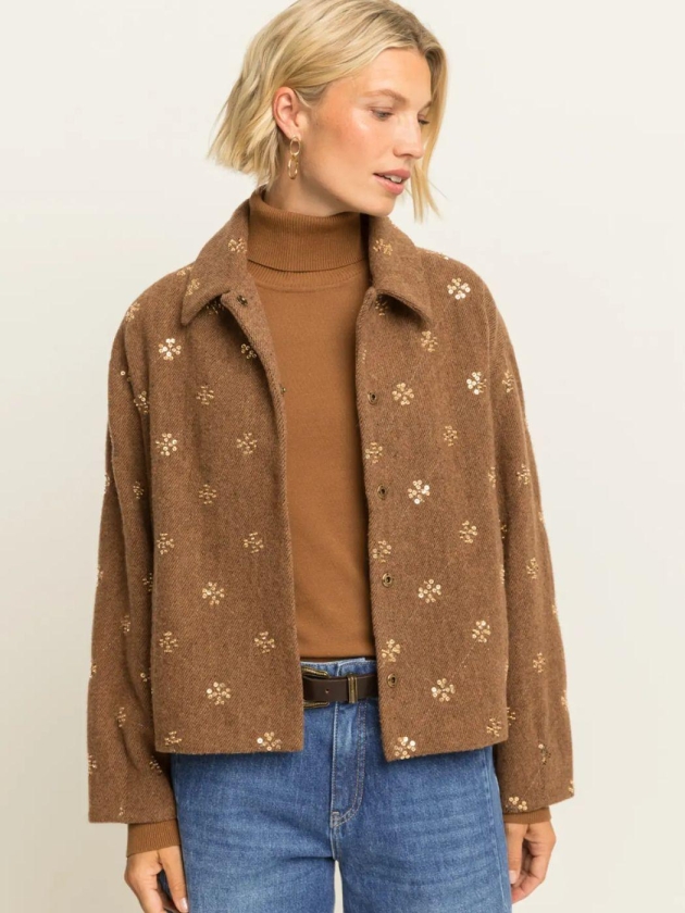 Expresso Jacket woven embellishment EX163 Toffee