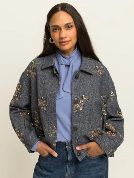 Expresso Jacket woven embellishment EX395 Blue nights