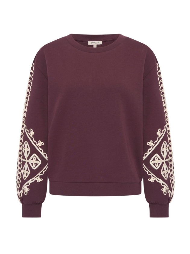 Expresso Sweater jersey tape embroiderie EX851 Fudge