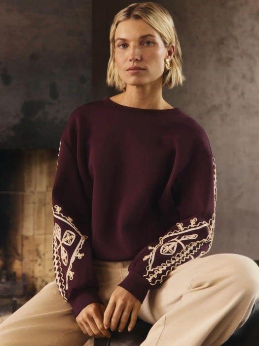 Expresso Sweater jersey tape embroiderie EX851 Fudge