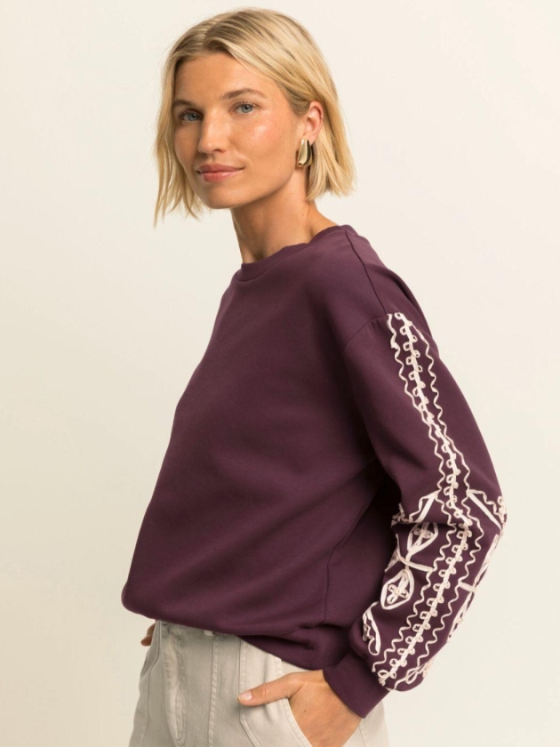Expresso Sweater jersey tape embroiderie EX851 Fudge