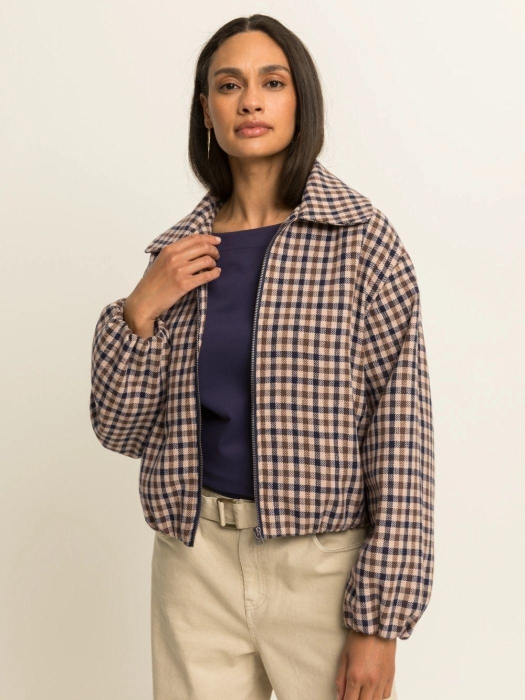 Expresso Jacket woven check short EX395 Blue nights