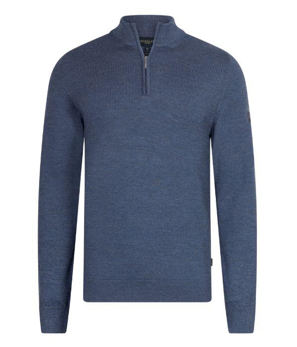 Cavallaro Merino Half Zip Pullover 650000 Mid blue