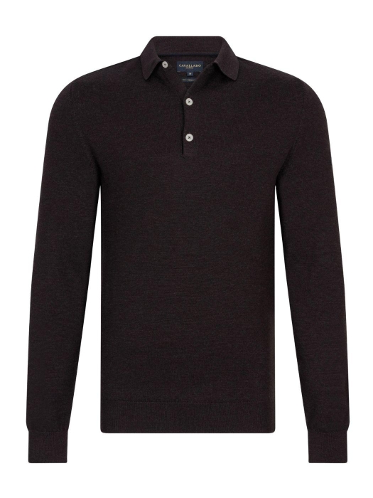 Cavallaro Merino Long Sleeve Polo 898000 dark brown