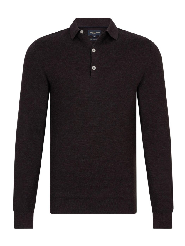 Cavallaro Merino Long Sleeve Polo 898000 dark brown