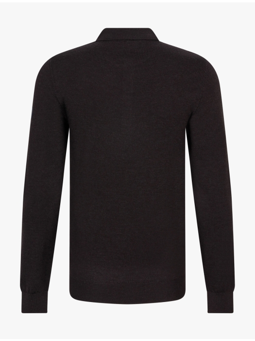 Cavallaro Merino Long Sleeve Polo 898000 dark brown