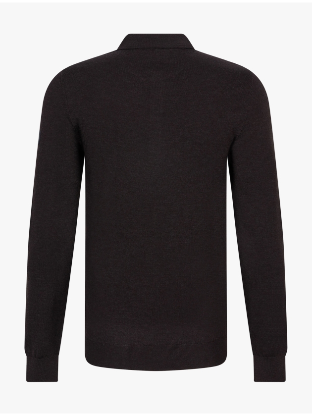 Cavallaro Merino Long Sleeve Polo 898000 dark brown