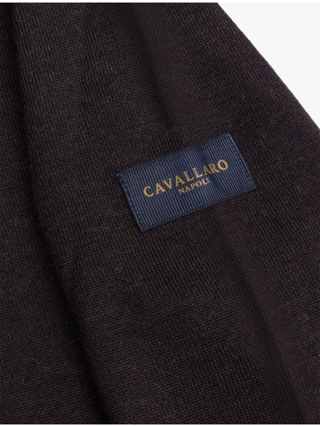 Cavallaro Merino Long Sleeve Polo 898000 dark brown