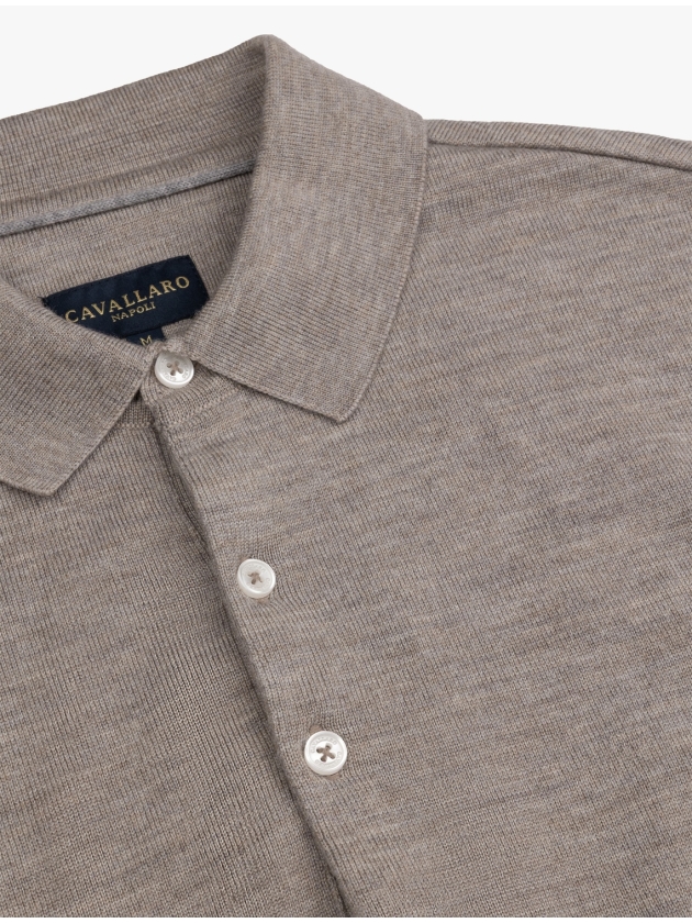 Cavallaro Merino Long Sleeve Polo 841000 Light taupe