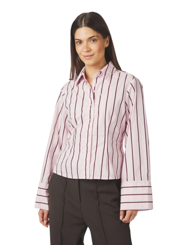 Neo Noir Rosa wide stripe shirt 754 Light pink