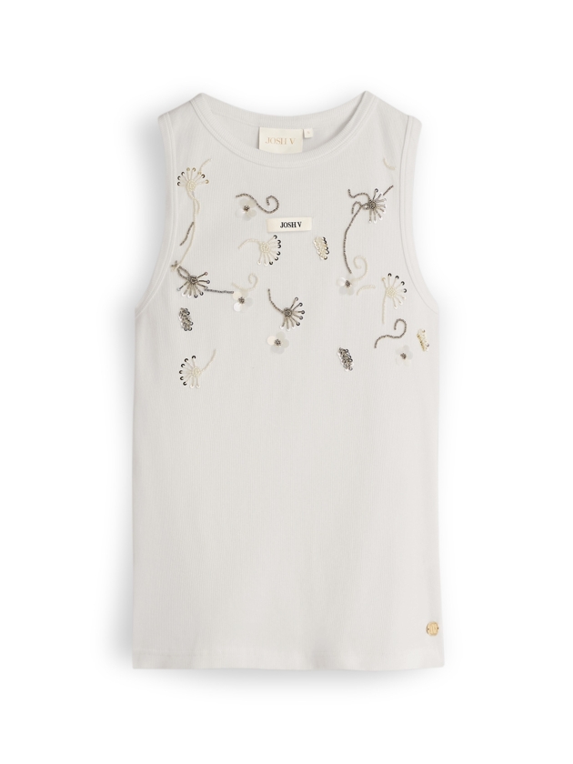 Josh V JV-CALIX slim fit top with pearl details 033 Off White