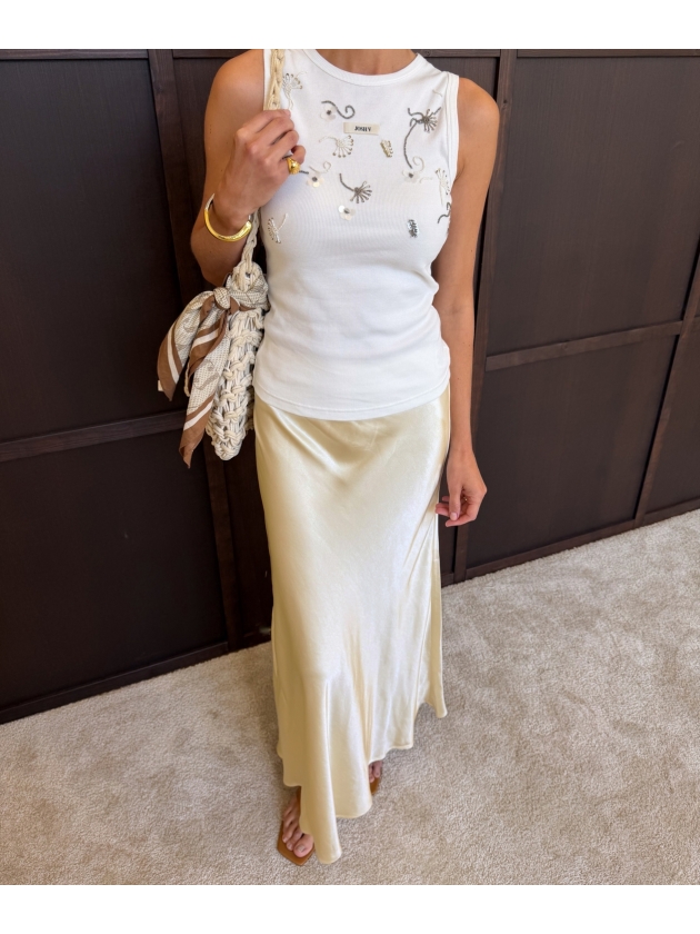 Josh V JV-CALIX slim fit top with pearl details 033 Off White
