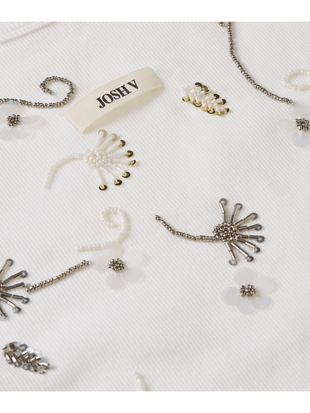 Josh V JV-CALIX slim fit top with pearl details 033 Off White
