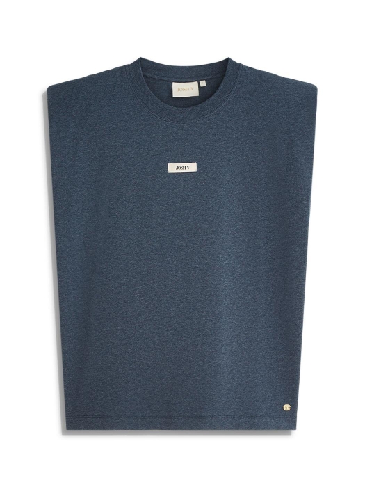 Josh V JV-SUE regular fit T-shirt with logo 693 dark blue melange