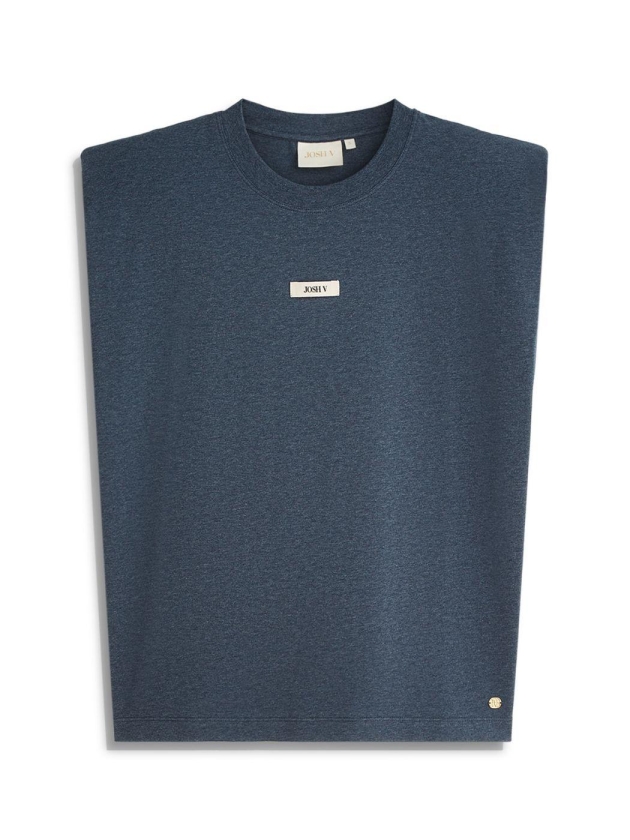 Josh V JV-SUE regular fit T-shirt with logo 693 dark blue melange