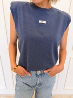 Josh V JV-SUE regular fit T-shirt with logo 693 dark blue melange