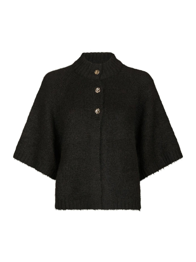 Neo Noir Benuta fluffy knit cardigan 676 Dark brown