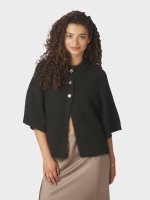 Neo Noir Benuta fluffy knit cardigan 676 Dark brown