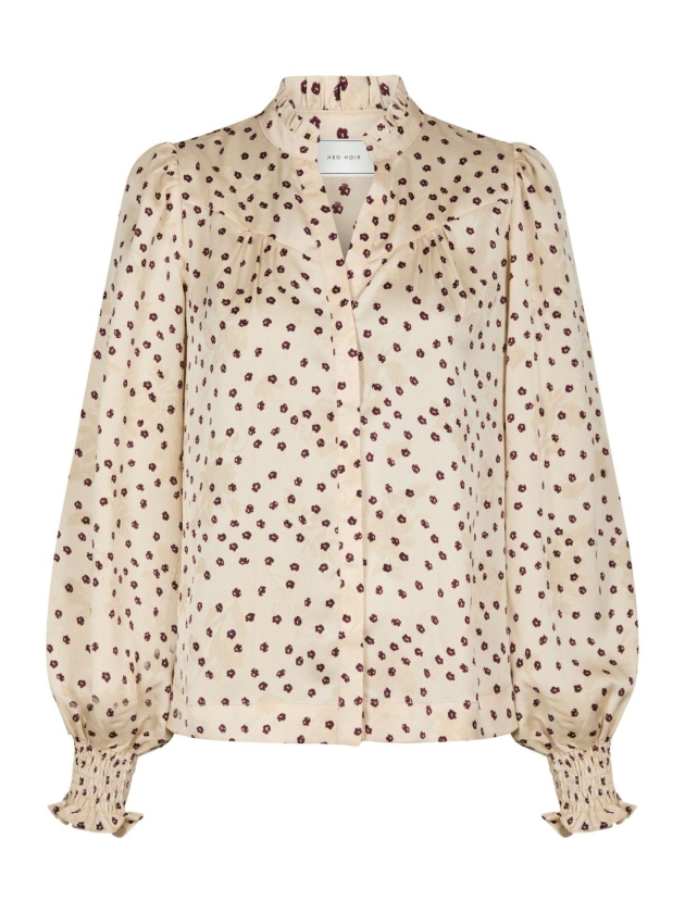 Neo Noir Astrida flower jacquard blouse 122 Creme