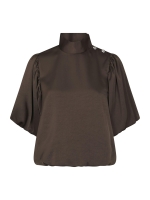 Neo Noir Parisa heavy sateen blouse 676 Dark brown