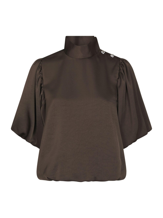 Neo Noir Parisa heavy sateen blouse 676 Dark brown