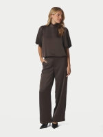 Neo Noir Parisa heavy sateen blouse 676 Dark brown
