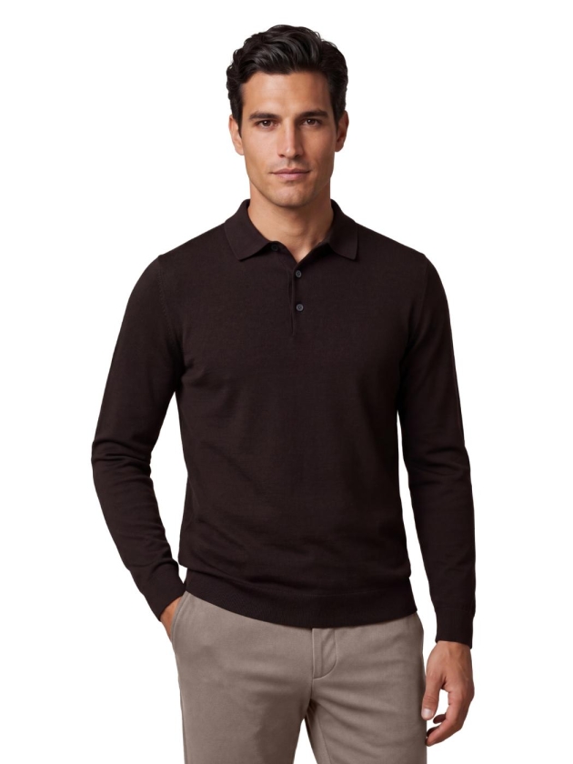 Cavallaro Milacio Long Sleeve Polo 898000 Dark brown