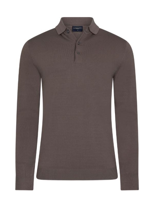 Cavallaro Milacio Long Sleeve Polo 880000 Dark taupe