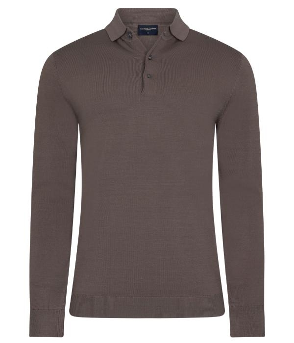 Cavallaro Milacio Long Sleeve Polo 880000 Dark taupe