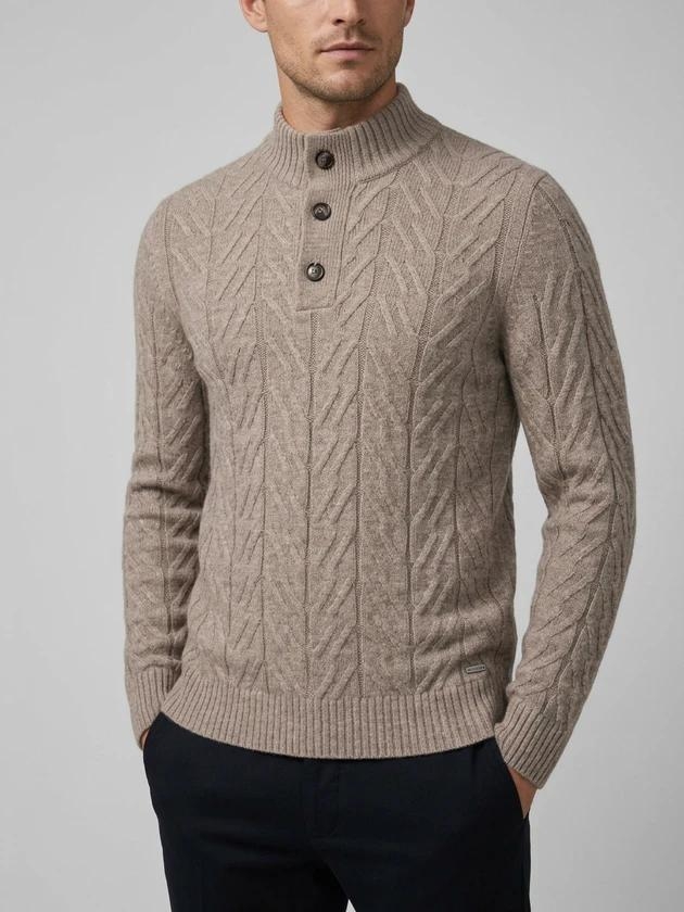 Cavallaro Corato Half Button Pullover 189006 Dark kit mel