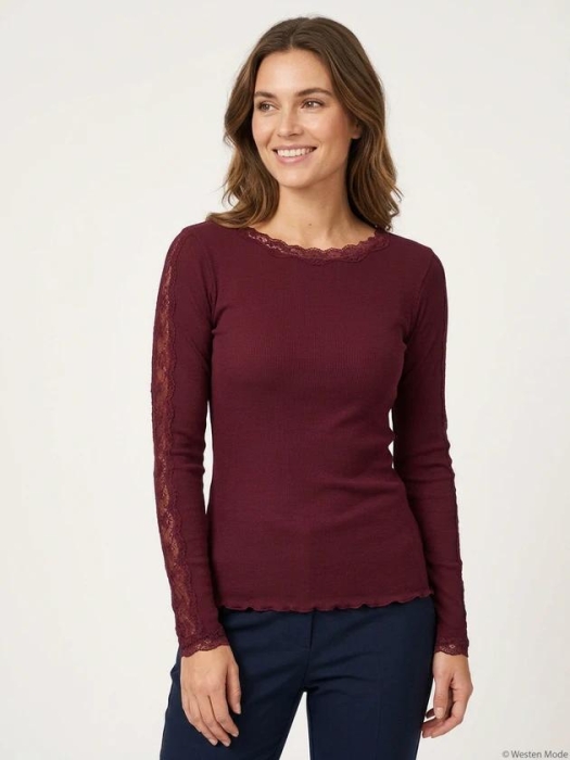 Rosemunde Bernadine LS O-neck lace 093 Windsor wine