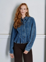 Neo Noir Rivora denim peplum jacket 140 Blue