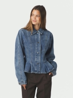 Neo Noir Rivora denim peplum jacket 140 Blue