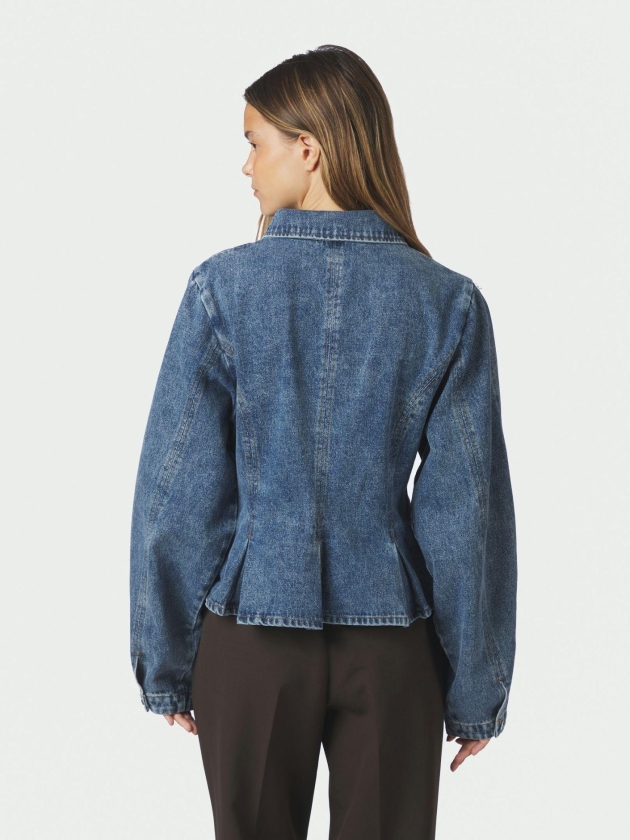 Neo Noir Rivora denim peplum jacket 140 Blue