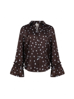 NUKUS Arani Blouse Dots 393 Chocolate/Sky