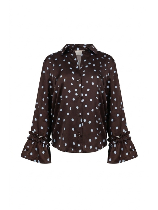 NUKUS Arani Blouse Dots 393 Chocolate/Sky